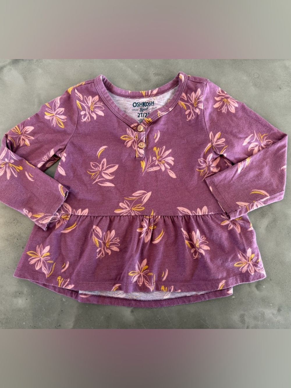 OshKosh B'gosh Plum Floral Peplum Long-Sleeve Top